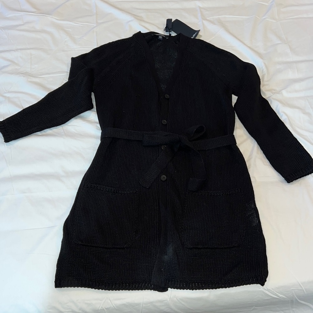 NWT MAXMARA black Linen cardigan size S